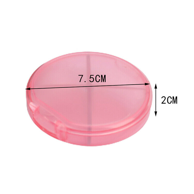 New Round Pill Box 4 Grid Tablet Organiser Medicine Storage Daily DispenserB Hn
