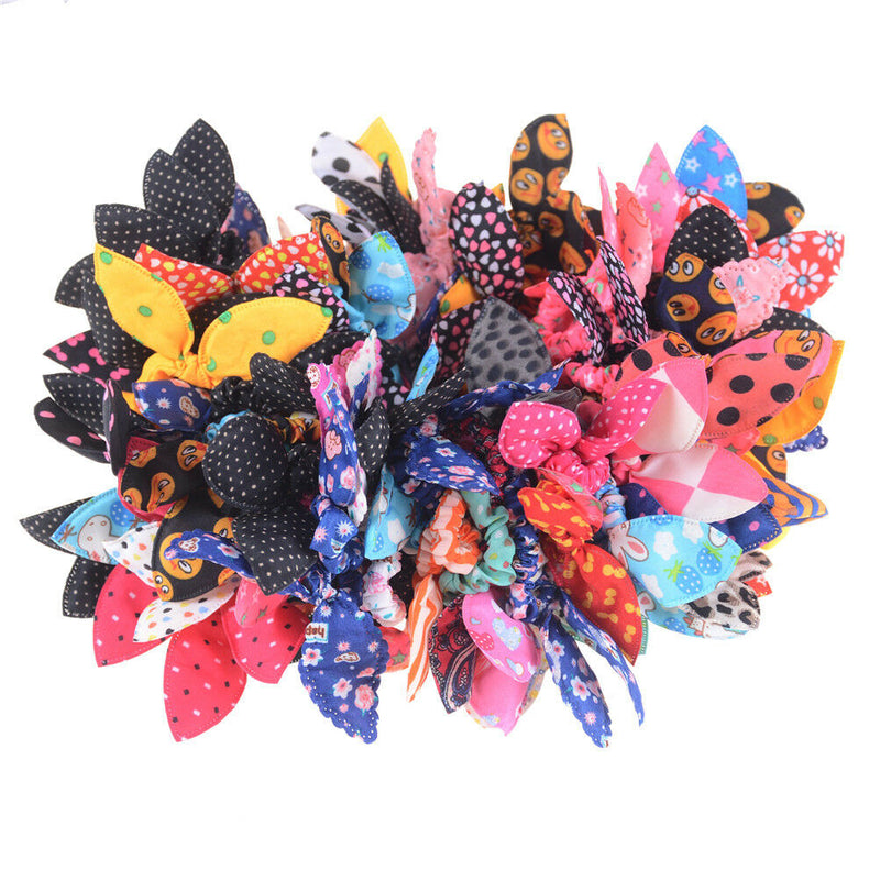 10Pcs Mixed Rabbit Ear Hair Tie Bands Japan Korean Style Ponytail Holder Gift,a