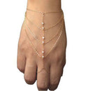 Womens Multi Chain Tassel Bracelet Bangle Slave Finger Ring Hand HarnessM.ES