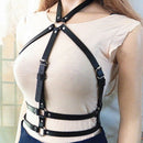 Women's Leather Body Chest Harness Cage Bra Belt Gothic Collar Choker Costum3C