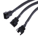 4 pin PWM Fan Cable 1 to 3 ways  Splitter Black Sleeved Extension Cable