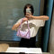 Fashion Plaid PU Women Handbag Totes Chain Underarm Shoulder Bags (Purple)