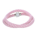 Bangle Bracelet Crystal Braided Leather Clasp Magnetic Jewelry Pink P4G3