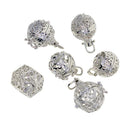 6pcs Mixed Filigree Cage Locket Pendant Necklace Findings