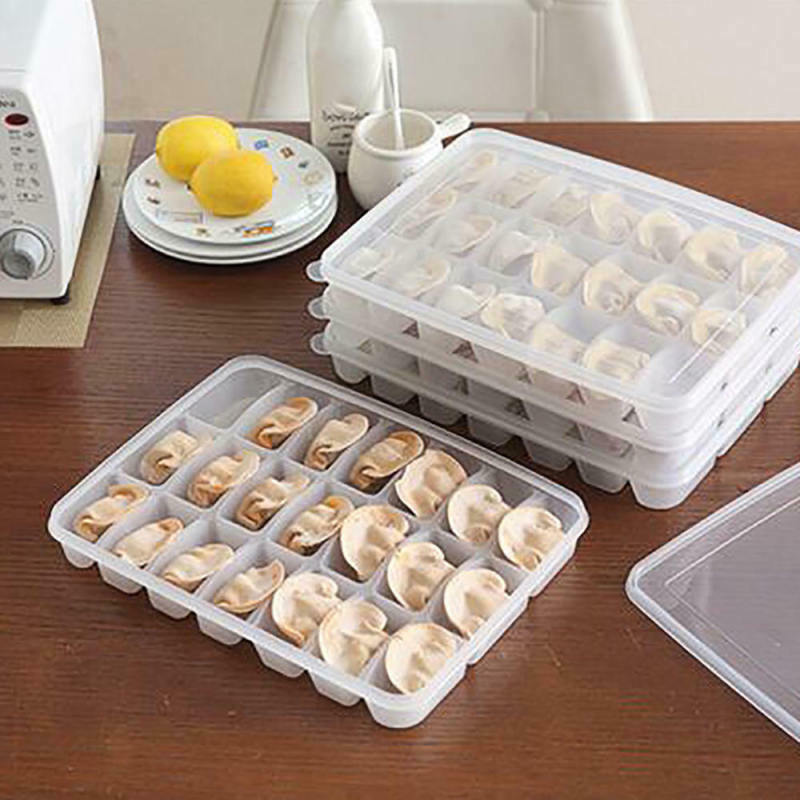 2pcs 21 Grid Fresh-keeping Plastic Storage Box Single Layer Dumpling Sus AXX