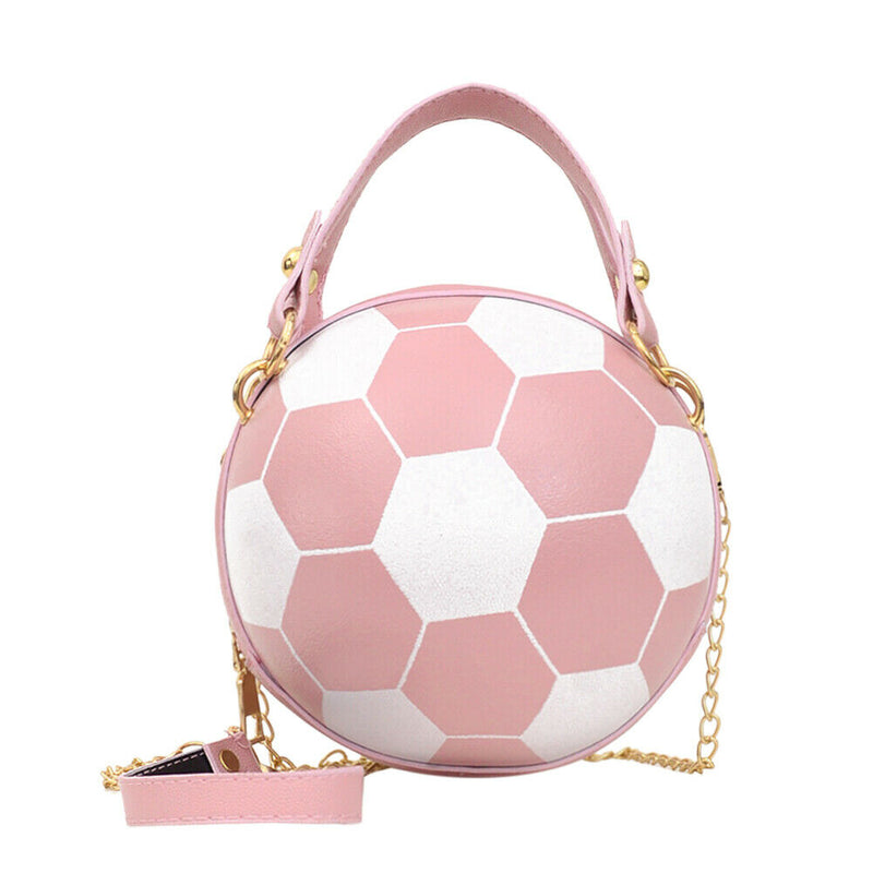 Round Shoulder Bag Women Totes Chain Messenger Handbag (Football Pink)