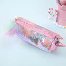 Sequins Cartoon Cosmetic Handbags Student Stationery Pencil Pouch (Pink) A