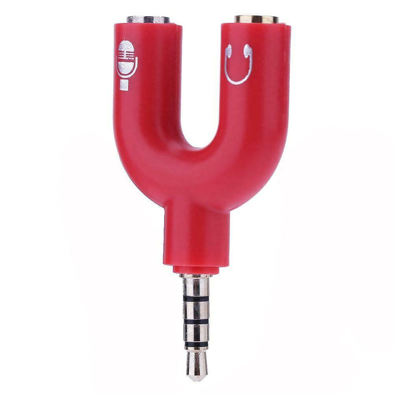 3.5mm Stereo Audio Jack Earphone Headphone 2 Way U Splitter Adapter