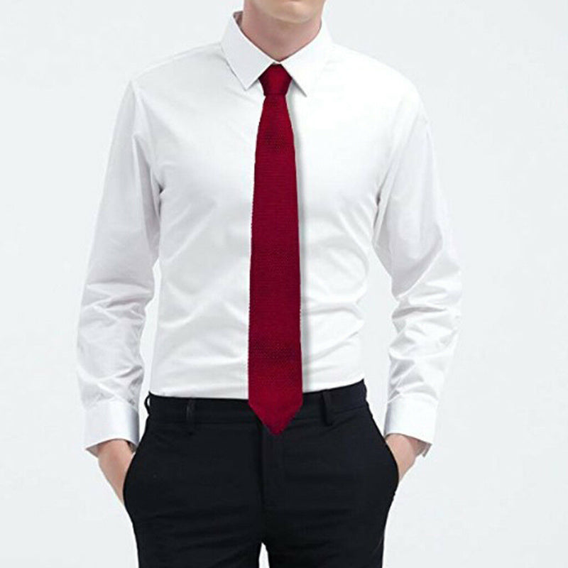 3x Men Formal Business Solid Knit Tie Classic Woven Necktie -Black,Red,Blue