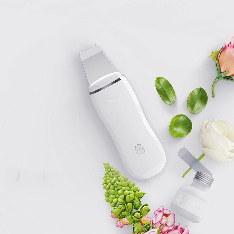 White Professional Ultrasonic Facial Skin Scrubber Deep Face Cleaning Peeli F1V2