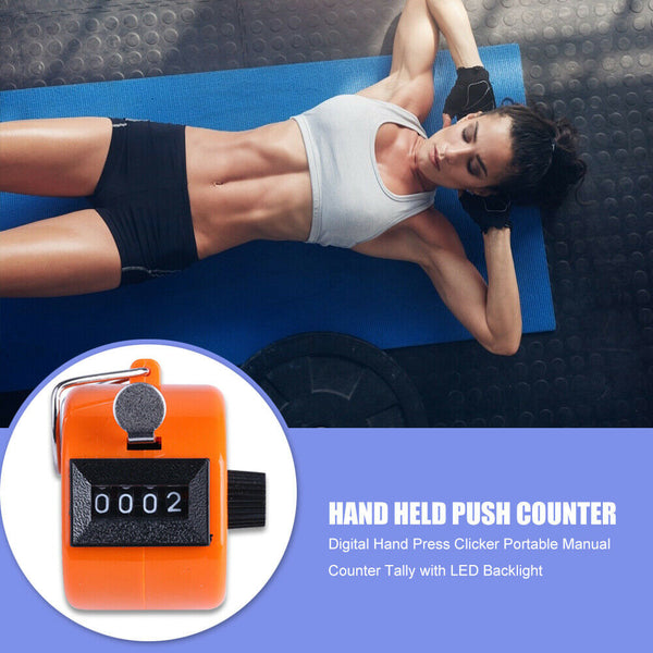 Digital Hand Press Clicker Portable Manual Tally with Backlight (Orange)