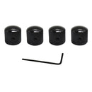 4x Black Tone Volume Control Knob Dome Buttons w/ Wrench for Electric Guitar