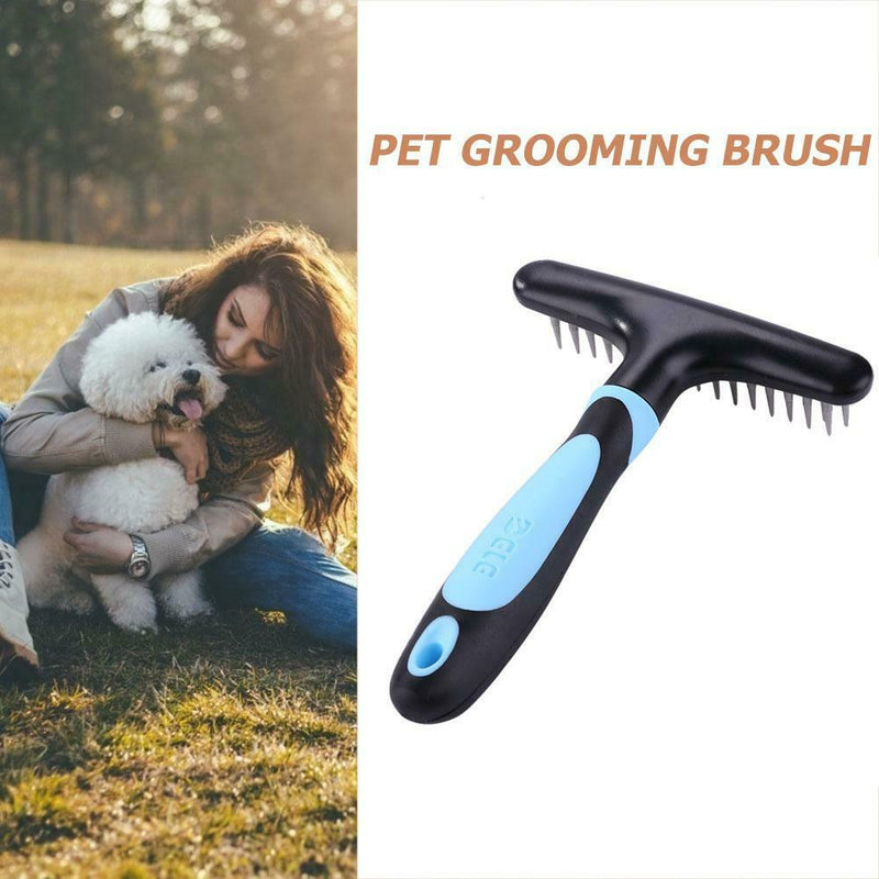 Double Row Stainless Steel Pins Dog Rake Deshedding Dematting Brush Comb