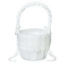 Satin Lace Embellished Wedding Flower Girl Basket---White