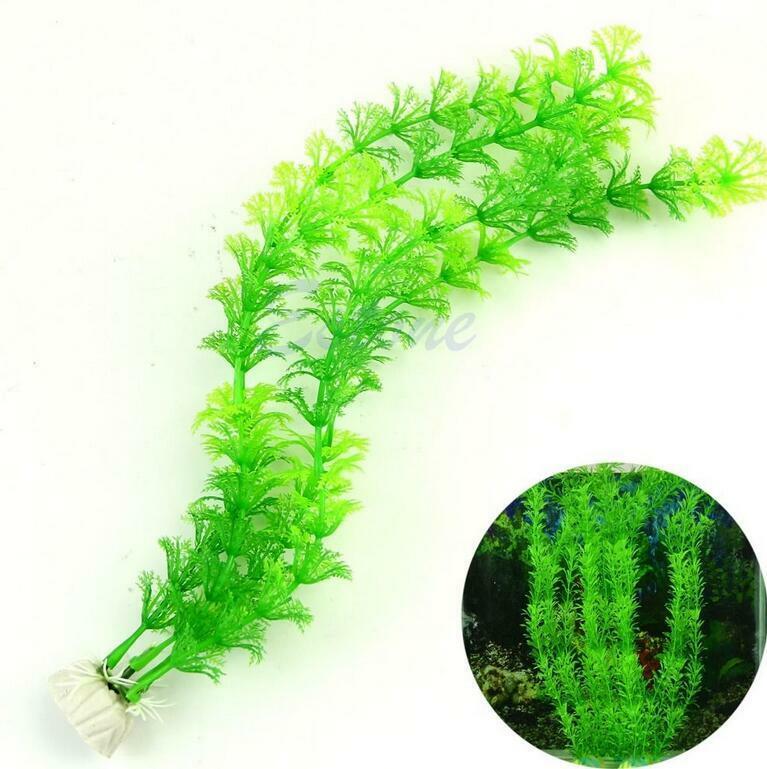 13" Cute Green Artificial Plastic Plant Grass Fish Tank Aquarium Ornament Decor