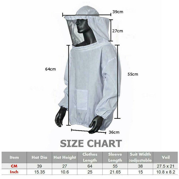 Beekeeper Beekeeping Jacket Protective Veil Smock Bee Equipment Suit Hat Q2M8