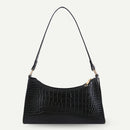 Retro Alligator Leather Handbag Women Pure Color Tote Shoulder Bag (Black)