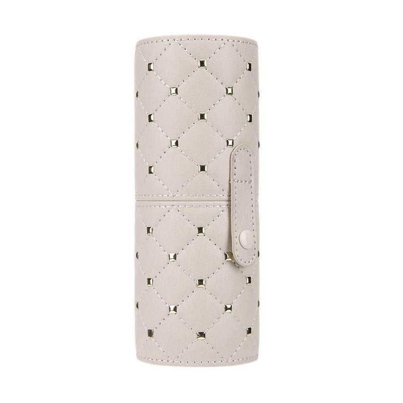Leather Rhombus Rivet Makeup Storage Holder Cup w/Buckle for Makeup Brush SN9F