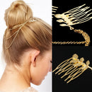 Fashion Women Metal Tassel Chain Hair Comb Bridal Leaf Headwear Jewelry Gifts