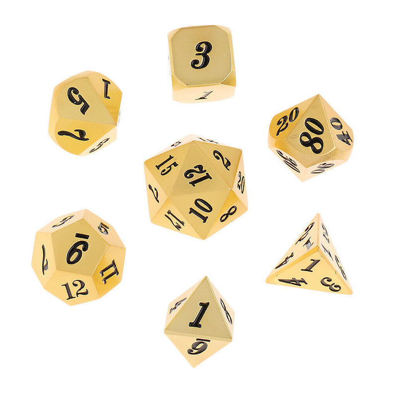 7 Pieces Metal Dice Set D6 D8 D10 D12 D20 for Board Games RPG MTG