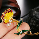Enamel Crystal Flower Brooch Pin WomenScarf Suit Collar Lapel Pin Jewelry GiftC8