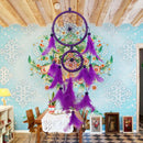 Double Ring Purple Feather Dream Catcher Wall Hanging Home Car Decor Craft