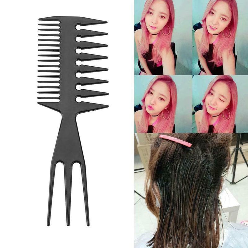 Black Double-sided Teeth Comb Fishbone Hair Comb for Salon Hairdressing Kit