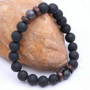 8MM Men's Elastic Lava Rock Diffuser Bracelet Natural Stone Yoga Beads Bracelet