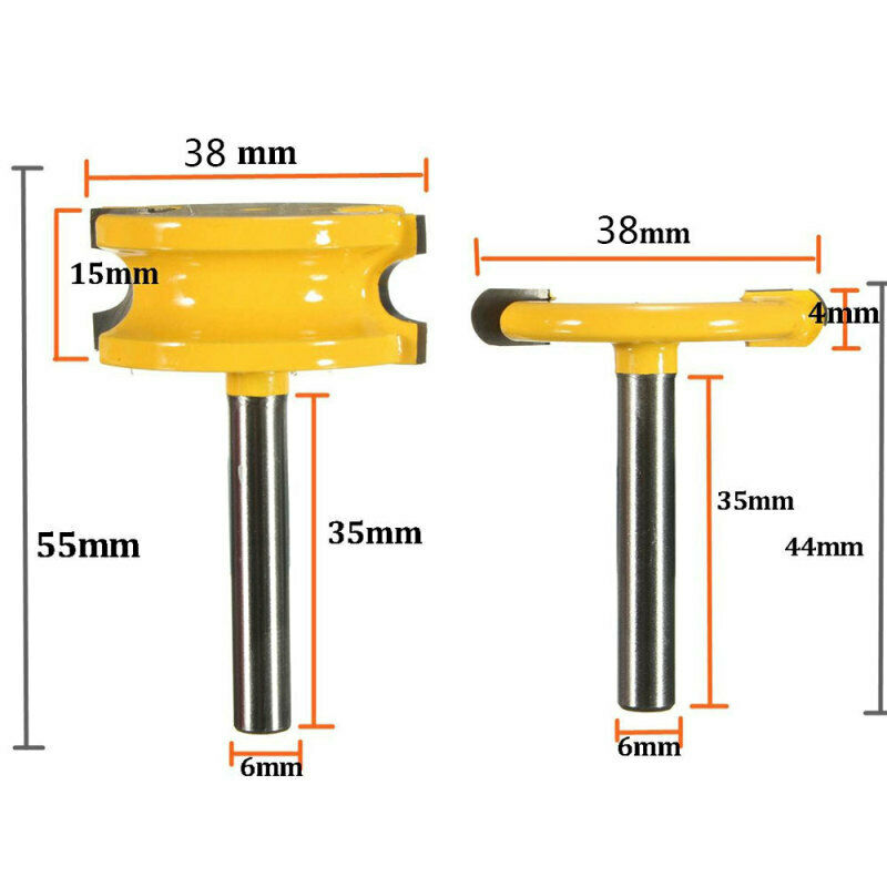 2pc 1/4" Shank Canoe Flute and Bead Router Bit Wood Cutter Woodworking Tool