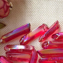 Natural Red Aura Lemurian Seed Quartz Crystal Stone Point Specimen Healing Decor