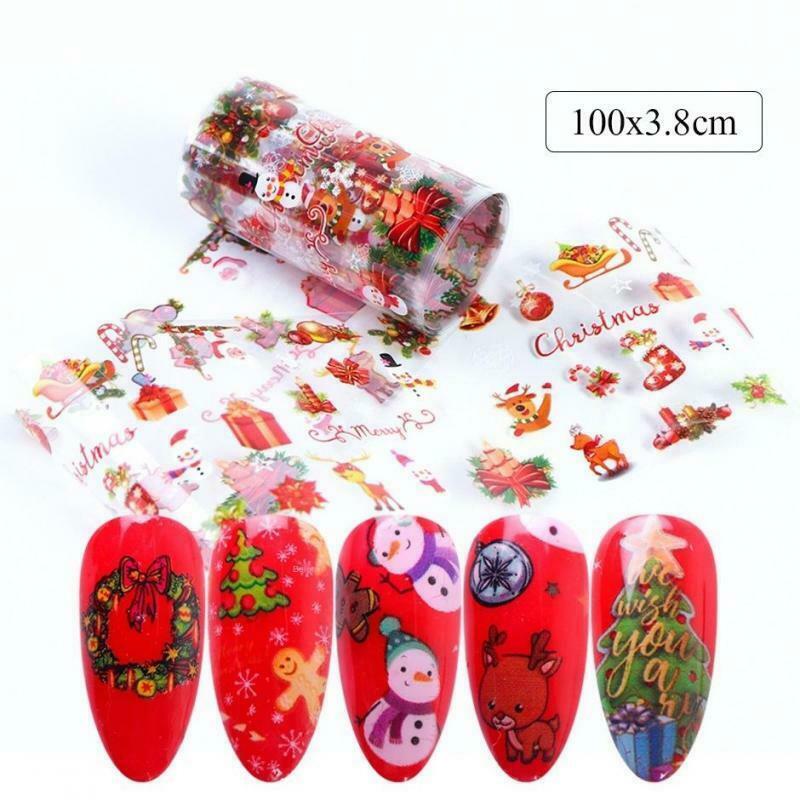 10 Rolls Christmas Nail Stickers Snowflakes Snowmen Xmas Tree Nail Art Decals