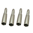 4Pcs 6.35mm 1/4" Female Jack Plug to 3 Pin XLR male Mic Adapter
