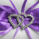 Double-Heart Rhinestone Wedding Ring Pillow Cushion Bearer, Purple W6J4