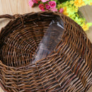 wicker brown wood wall hanging pocket basket flat back door decoration M&O