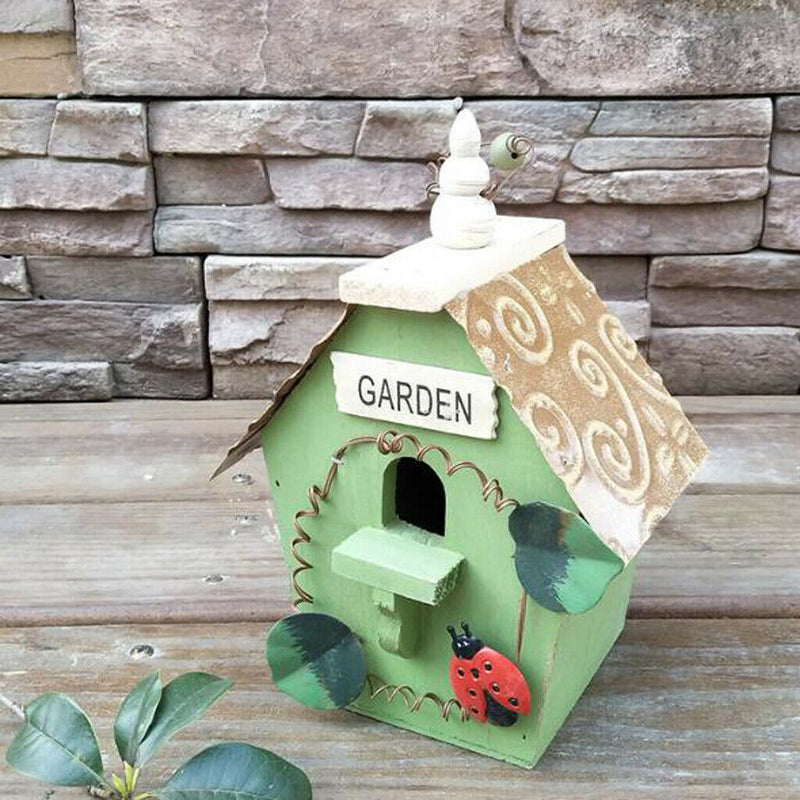 2 Pieces Natural Rustic Wooden Birdhouse, Small Hanging Birdhouse Outdoor,