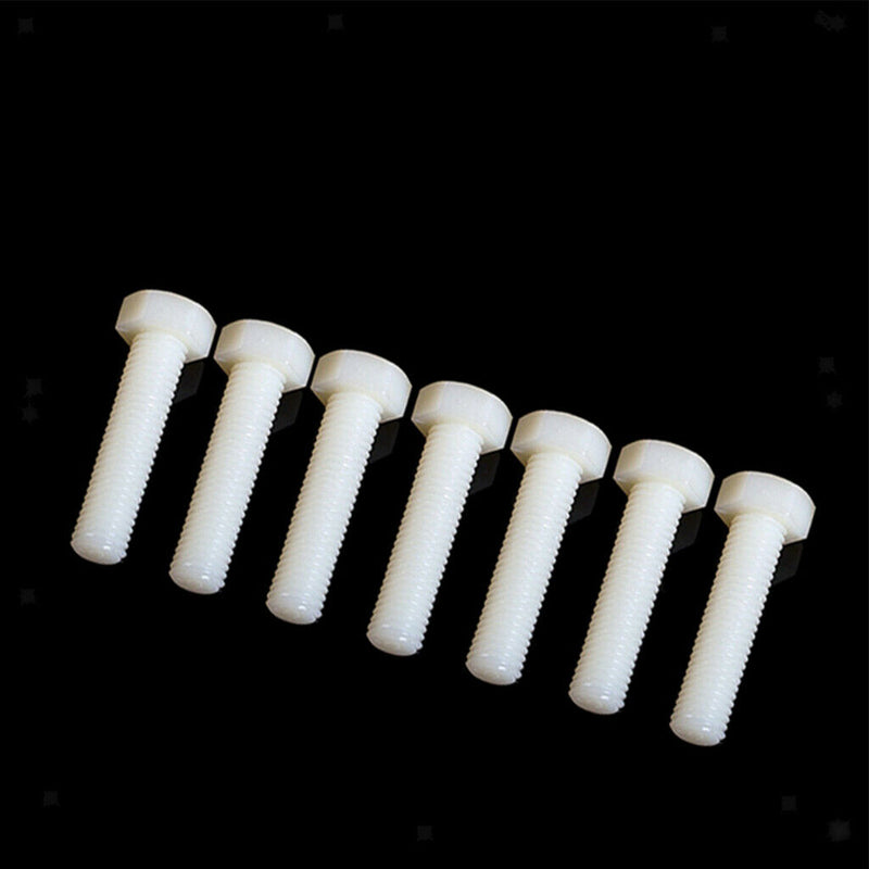 50pcs M5x25mm Plastic Screws Head Cap Hex Bolts Hexagonal Screws White