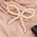Korean Girls Pearls Bowknot Fringe Barrette Women Bang Ponytail Hair Clips