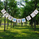 Baby garland IT'S A BOY Paper garland Bunting Banner Baptism Baby shower Fe K6F4