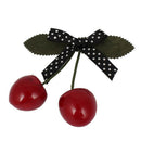 Ladies Cherry Design Bow Decor Metal Alligator Hair Clip Barrette Red