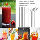 Drinking Straws 304 Stainless Steel Bent Straight Straw with Cleaning Brush
