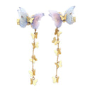2pcs Womens Dangle Tassel Beads Hair Clip Chiffon Butterfly Hair Accessories