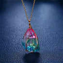 Rock Chakra Jewelry Natural Crystal Necklace, Irregular Rainbow Stone Pendants