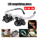 Headband Glasses Magnifier With LED Light 8X 15X 23X Watchmaker Jeweler Loupe Nw