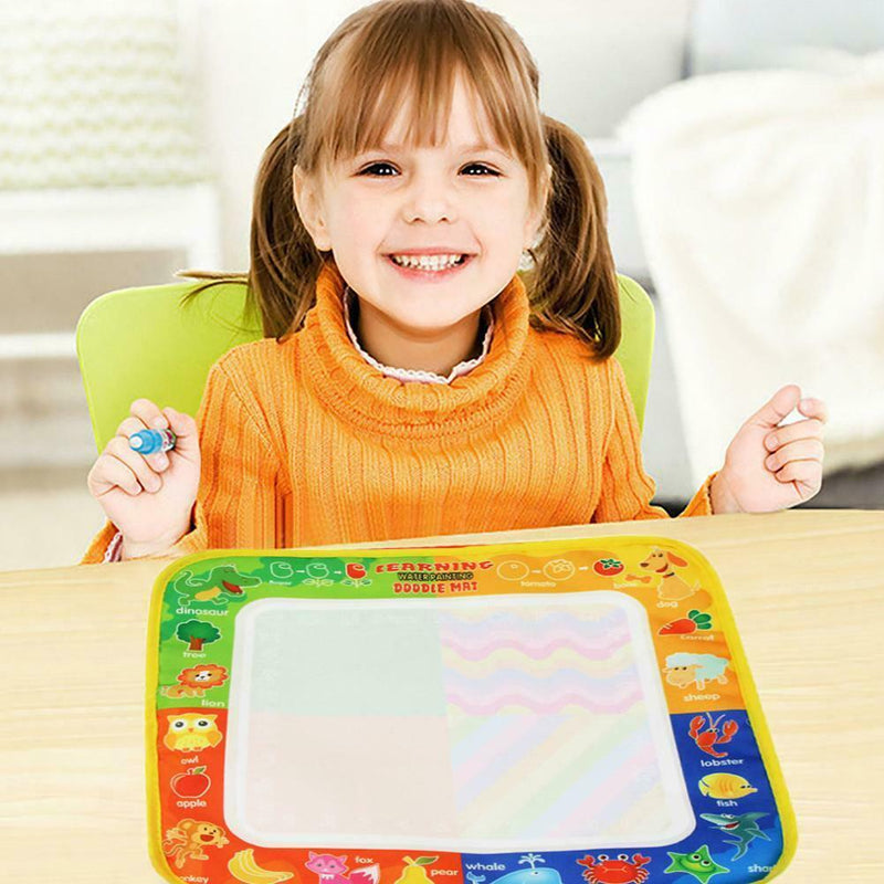 Kids Magic Water Drawing Canvas Coloring Mat with 2 Pens Baby Doodle Painting