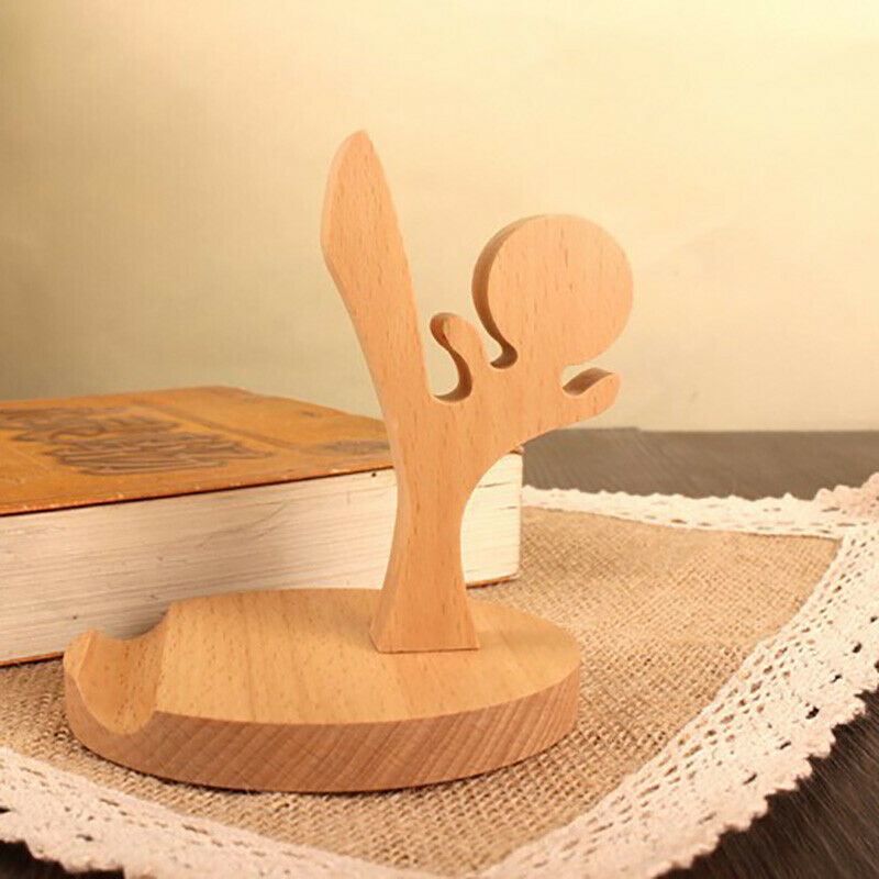 Universal Unique Wooden Kufung Style Cellphone Holder Stand Bracket For Iph T7R2