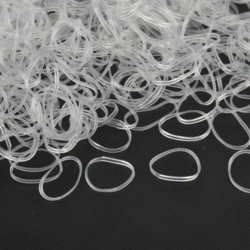 500x Clear Elastic Rubber Hair Ties Hairband Spiral Braids Plaits Braiding