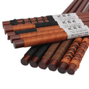 6 Pairs Handmade Japanese Natural Chestnut Wood Chopsticks Set Value Gi EWK