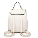 Leather Women Casual School Bags Shoulder Handbag Travel Backpacks (White)
