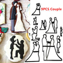 9pcs weeding lovers Plastic Silhouette Cookie Cutters Cake Biscuit Mold 3C