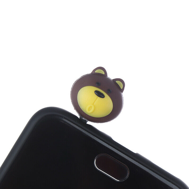 3.5mm port dust plug cute stereo animal phone headset decorati&+